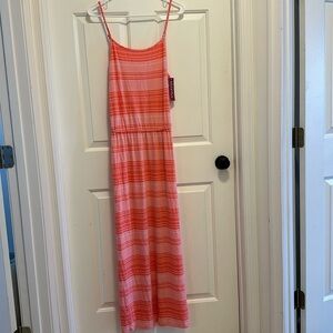 Merona Coral Stripe Maxi Spaghetti Strap Dress Size Large